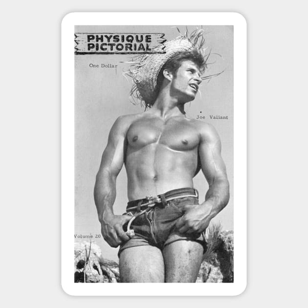 PHYSIQUE PICTORIAL Joe Valiant - Vintage Physique Muscle Male Model Magazine Cover Sticker by SNAustralia